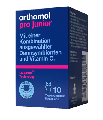 Orthomol Pro Junior жувальні ведмедики (для підтримки дитячого кишечника) 10 днів смак полуниці, 10 жув.таб. 18113130 фото