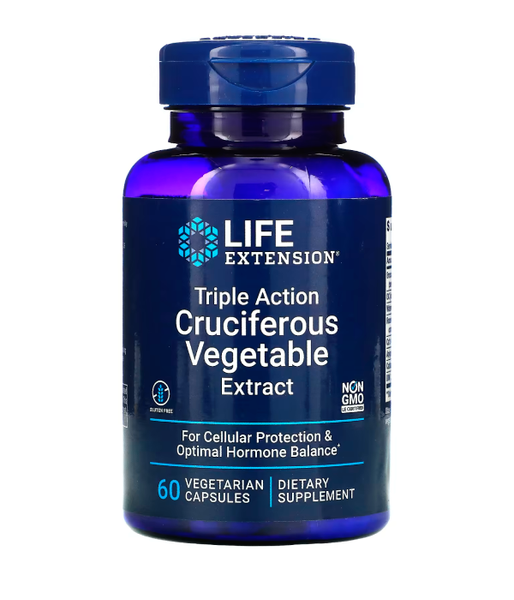 Life Extension Triple Action Cruciferous Vegetable Extract (Растительный экстракт, гормональная поддержка), 60 вег.капс. LEX-14686 фото