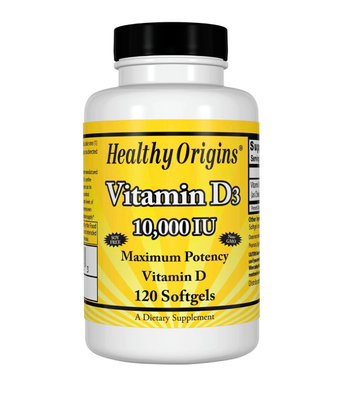 Healthy Origins Vitamin D3 Gels 10,000 IU (Вітамін Д3 Ланолін), 120 капс. HOG-15353 фото