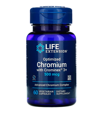 Life Extension Optimized Chromium with Crominex 3+ (Хром оптимізований) 500 мкг, 60 вег.капс. LEX-15046 фото