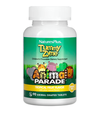 Nature's Plus Source of Life Animal Parade Children's Chewable Tummy Zyme (Пробиотик) тропический вкус, 90 таб. NAP-29947 фото