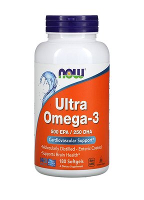 Now Foods ULTRA OMEGA 3 рибʼячий жир з кишковорозчинною оболонкою, 180 капс NOW-01662 фото