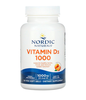 Nordic Naturals Vitamin D3 1000 IU апельсиновый вкус, 120 капс. NOR-01600 фото