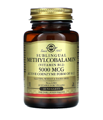Solgar Methylcobalamin (Вітамін B12) 5000 мкг, 60 таб. SOL-01959 фото
