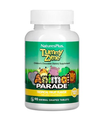 Nature's Plus Source of Life Animal Parade Children's Chewable Tummy Zyme (Пробиотик) ванильный вкус, 90 таб. NAP-29948 фото