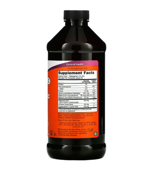 Now Foods LIQ HYALURONIC ACID (Гіалуронова кислота рідка) PLUS, 473 мл NOW-03159 фото