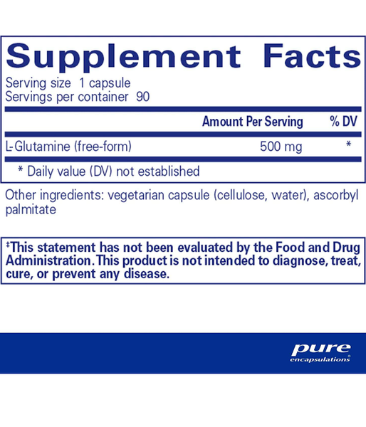 Pure Encapsulations l-Glutamine (L-глутамін) 500 мг, 90 капс. PE-00136 фото