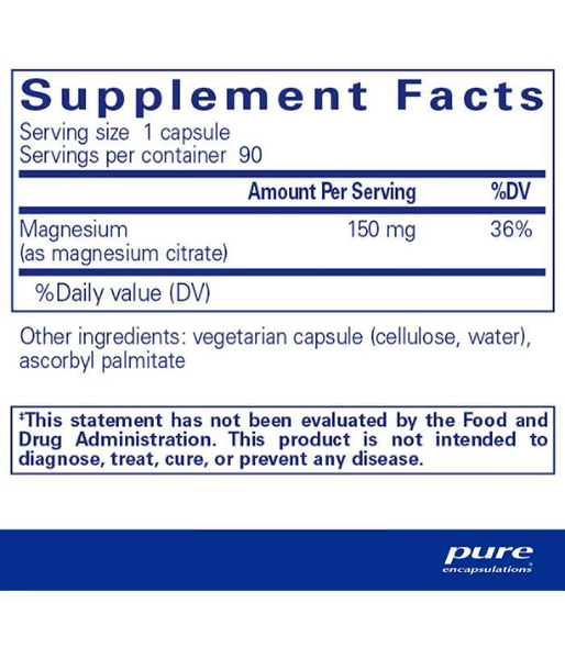 Pure Encapsulations Magnesium citrate 150 мг, 90 капс. PE-00172 фото