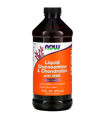 Now Foods Liquid Glucosamine & Chondroitin with MSM (рідкий), 473 мл NOW-03175 фото