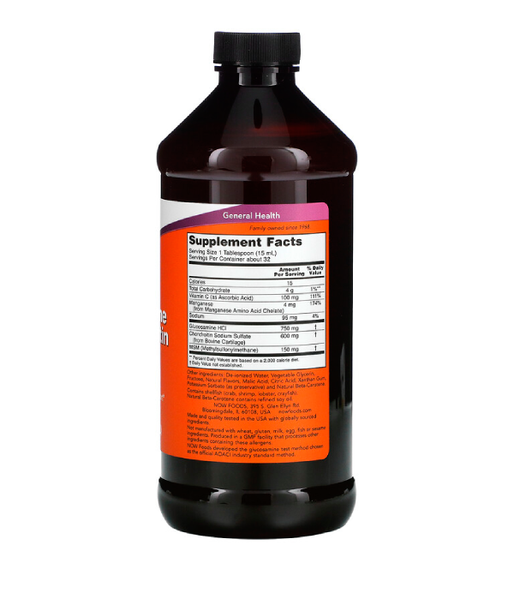 Now Foods Liquid Glucosamine & Chondroitin with MSM (рідкий), 473 мл NOW-03175 фото