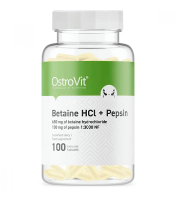 OstroVit Betaine HCl + Pepsin (Бетаїн + Пепсин), 100 капс. Ostrovit-57 фото