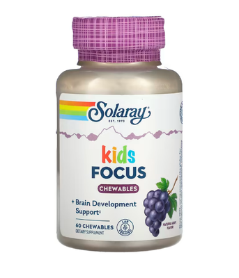 Solaray Focus For Children (Підтримка мозку дітей, що розвивається) виноградний смак, 60 жев.таб. SOR-08378 фото