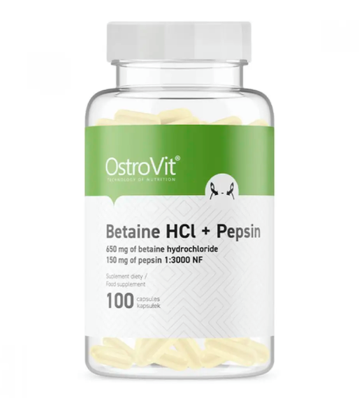 OstroVit Betaine HCl + Pepsin (Бетаин + Пепсин), 100 капс. Ostrovit-57 фото