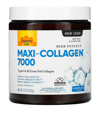 Country Life Maxi-Collagen, C&A plus Biotin, High Potency (Коллаген макси с витамином А и С плюс биотин), 213 г CLF-05070 фото