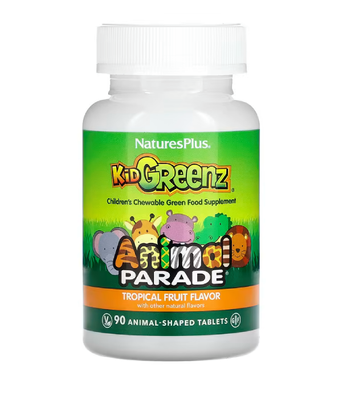 Nature's Plus Source of Life Animal Parade Kid Greenz (Суперфуд для детей) вкус тропических фруктов, 90 таб. NAP-29968 фото