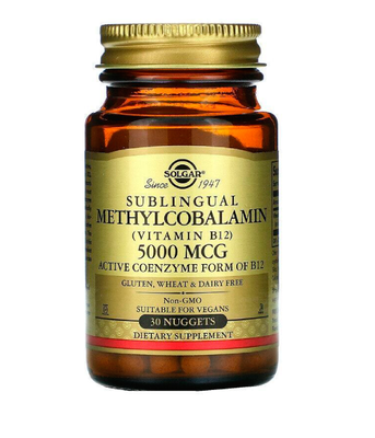 Solgar Sublingual Methylcobalamin (Вітамін В12 ціанокобаламін) 5000 мкг, 30 таб. SOL-01745 фото