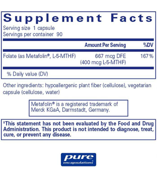 Pure Encapsulations Folate 400 мкг, 90 капс PE-01356 фото