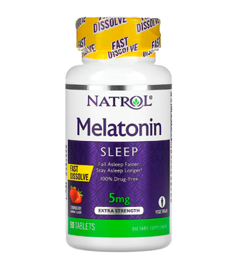 Natrol Melatonin Fast Dissolve (Мелатонін) швидкорозчинний 5 мг смак полуниці, 90 таб. NTL-05865 фото