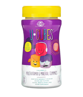 Solgar U-Cubes Children's Multi-Vitamin & Mineral (Мультивитамины и минералы для детей), вкус вишня и апельсин, 60 жев.таб. SOL-52550 фото