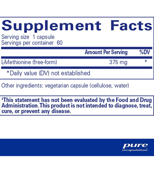 Pure Encapsulations l-Methionine (L-метіонін) 375 мг, 60 капс. PE-00184 фото