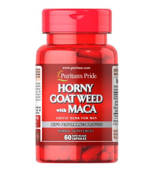 Puritan's Pride Horny Goat Weed with Maca (Горянка і Мака) 500 mg/75 mg, 60 капс. PTP-17321 фото