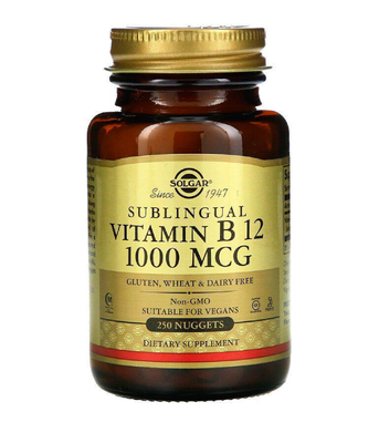 Solgar Vitamin B12 (сублінгвальний ціанокобаламін)1000 мкг, 250 таб. SOL-03230 фото
