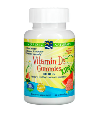 Nordic Naturals Vitamin D3 жувальний Kids 400 IU смак кавуна, 60 жув.таб. NOR-31143 фото