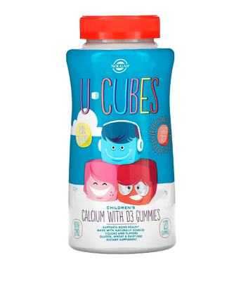 Solgar U-Cubes™ Children's Calcium with D3 (Кальцій з вітаміном Д3) смак полуниці, 120 жув. таб. SOL-57600 фото