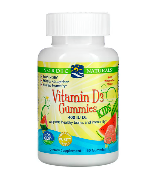 Nordic Naturals Vitamin D3 жувальний Kids 400 IU смак кавуна, 60 жув.таб. NOR-31143 фото