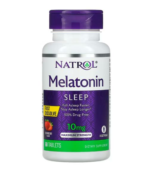 Natrol Melatonin Sleep Fast Dissolve (Мелатонін швидкого вивільнення) 10 мг смак полуниці, 60 таб. NTL-06211 фото