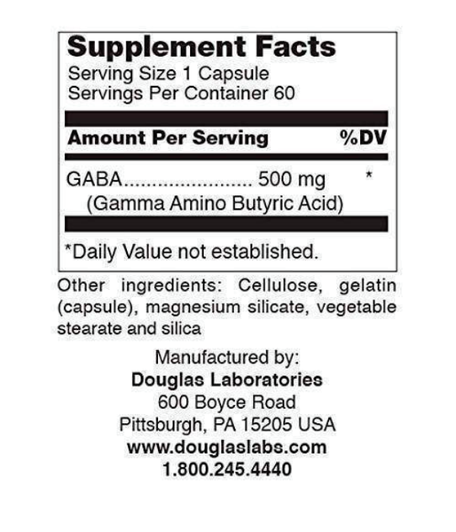 Douglas Laboratories Gaba (гамма-аминомасляная кислота) 500 мг, 60 капс. DOU-00922 фото