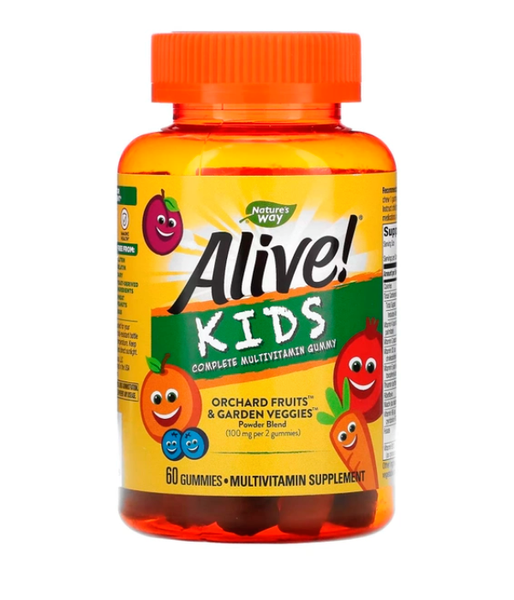 Nature's Way Alive! Children's Gummy Multivitamin Gluten Free Made with Pectin, асорті, 60 жув.таб Alive фото