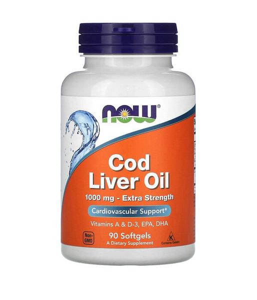 Now Foods COD LIVER OIL 1,000 мг Риб'ячий жир з печінки тріски, 90 капс NOW-01743 фото