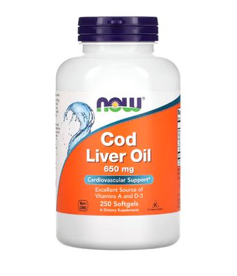 Now Foods COD LIVER OIL (Риб'ячий жир з печінки тріски) 650 мг, 250 капс. NOW-01742 фото