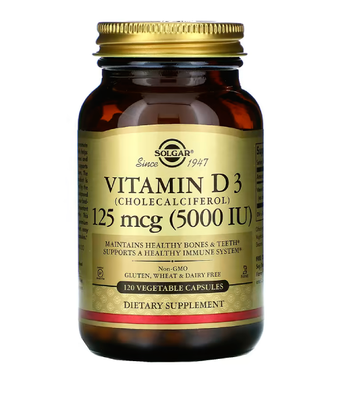 Solgar Vitamin D3 (холекальциферол) 125 мкг 5000 IU, 120 вег.капс SOL-03313 фото
