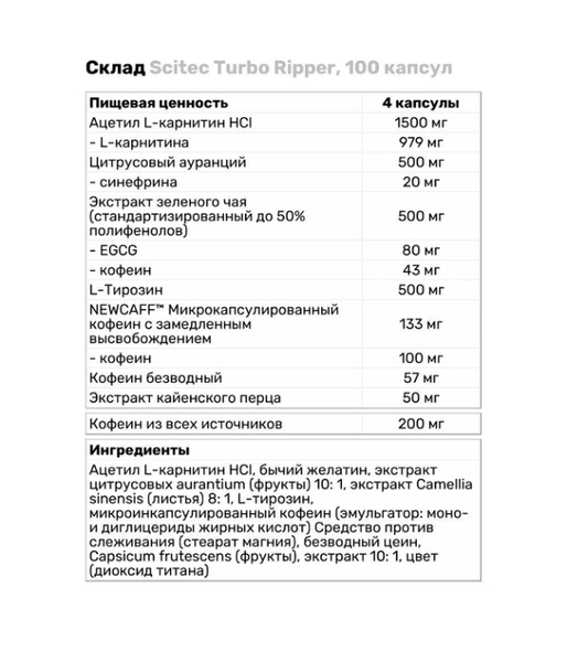 Scitec Nutrition Turbo Ripper, 100 капс. Scitecnutrition-22 фото