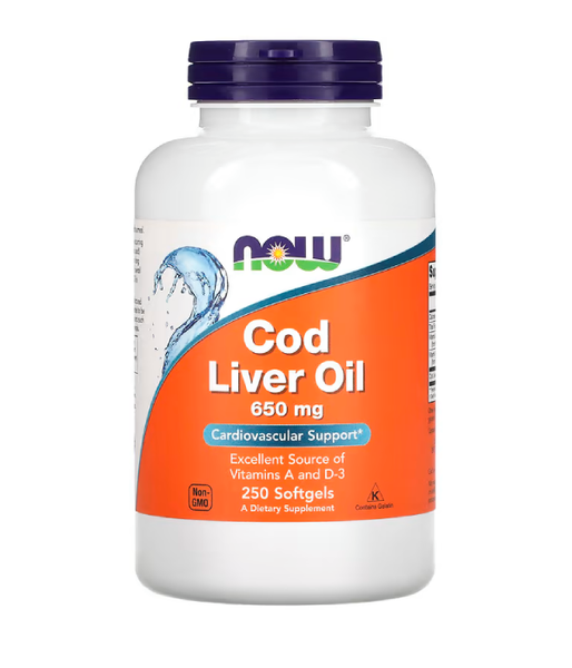 Now Foods COD LIVER OIL (Риб'ячий жир з печінки тріски) 650 мг, 250 капс. NOW-01742 фото