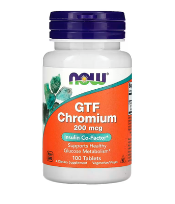 Now Foods GTF CHROMIUM (Хром) 200 мкг, 100 таб. NOW-01430 фото