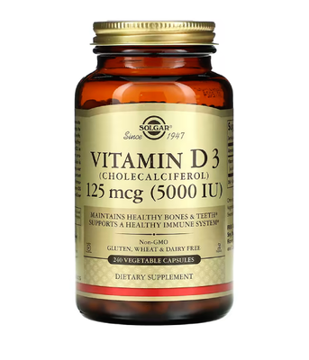 Solgar Vitamin D3 (холекальциферол) 125 мкг 5000 IU, 240 вег.капс SOL-03314 фото