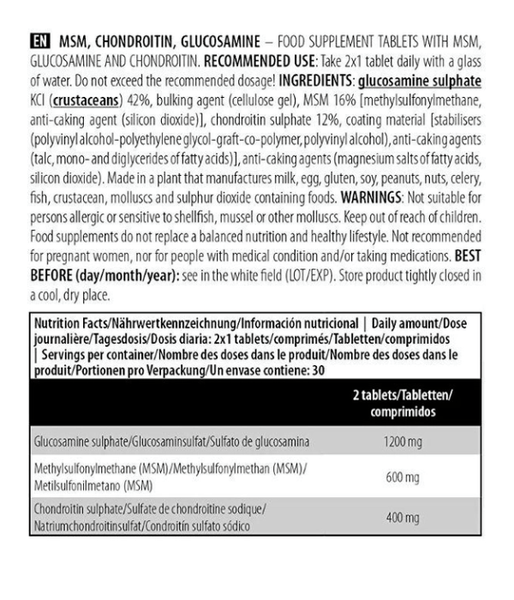 BiotechUSA MSM Chondroitin Glucosamine, 60 таб. BiotechUSA-76 фото