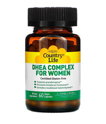 Country Life DHEA Complex For Women (Дегідроепіандростерон ДГЕА для жінок), 60 вег.капс. CLF-01674 фото