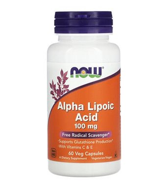 Now Foods ALPHA LIPOIC ACID (Альфа-ліпоєва кислота) 100мг, 60 капс NOW-03040 фото