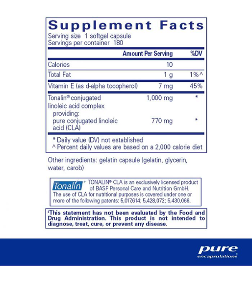 Pure Encapsulations CLA (Конъюгированная линолевая кислота) 1000 мг, 60 капс. PE-00560 фото