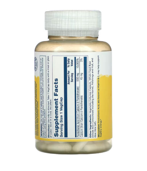 Solaray Pantothenic Acid (Пантотеновая кислота) 500 мг, 100 вег.капс. SOR-04380 фото