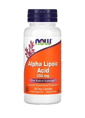 Now Foods ALPHA LIPOIC ACID (Альфа-ліпоєва кислота) 250мг, 60 вег.капс NOW-03042 фото