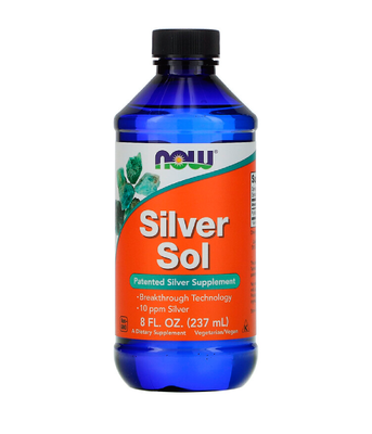 Now Foods SILVER SOL 10 PPM LIQUID Гидрозоль серебра (коллоидное серебро), 237 мл NOW-01408 фото