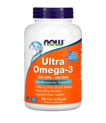 Now Foods Ultra Omega-3 500 ЭПК/250 ДГК (Омега-3 ультра), 180 капс NOW-01665 фото