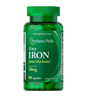 Puritan's Pride Easy Iron (Iron Glycinate) 28 mg, 90 капс. PTP-11603 фото