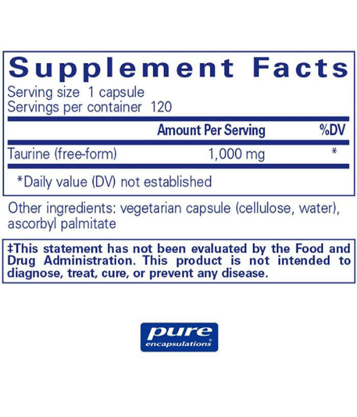 Pure Encapsulations Taurine (Таурин) 1000 мг, 120 капс. PE-00558 фото