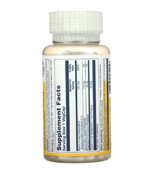 Solaray Vitamin D3 + K2 Soy Free (Вітамін Д3 і К2 без сої), 120 вег.капс SOR-57445 фото